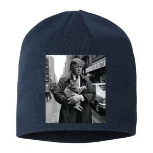 Donald Trump And Cat In Nyc Sustainable Beanie