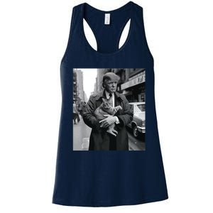 Donald Trump And Cat In Nyc Women's Racerback Tank