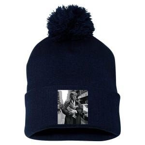 Donald Trump And Cat In Nyc Pom Pom 12in Knit Beanie