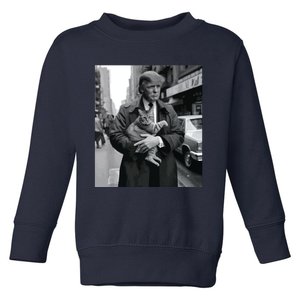 Donald Trump And Cat In Nyc Toddler Sweatshirt