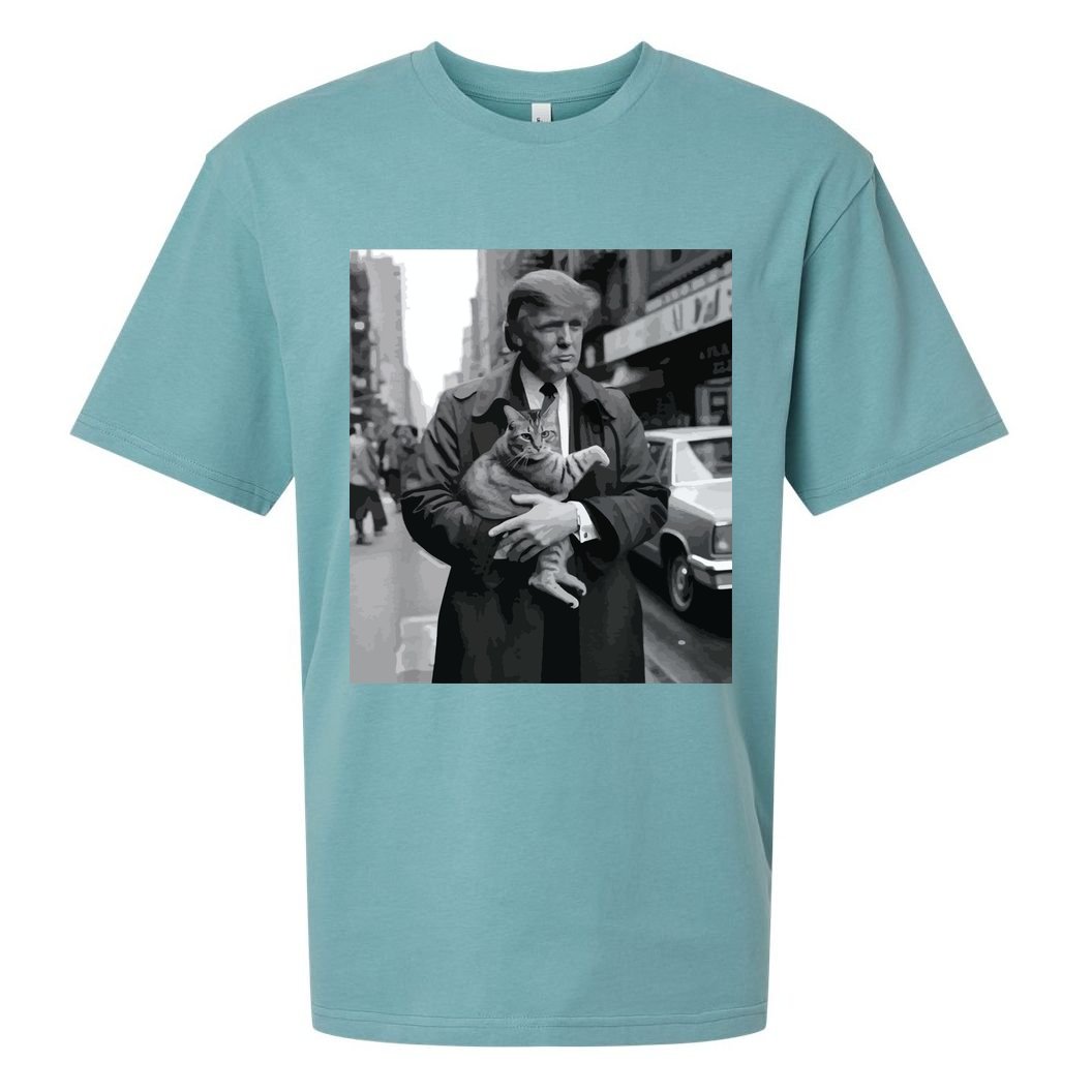 Donald Trump And Cat In Nyc Sueded Cloud Jersey T-Shirt