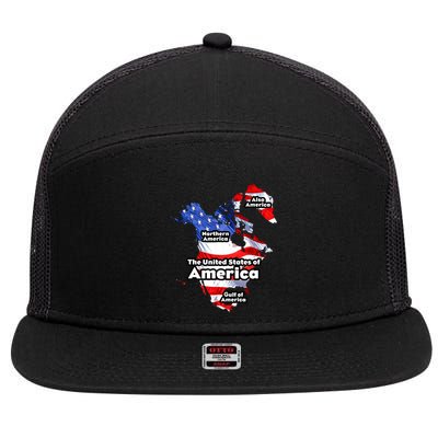 Donald Trump American Flag Canada Greenland Gulf Map 7 Panel Mesh Trucker Snapback Hat