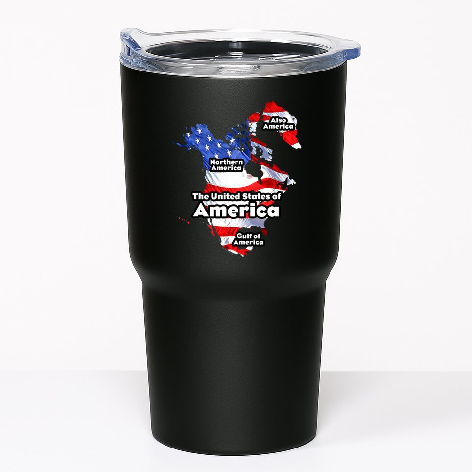 Donald Trump American Flag Canada Greenland Gulf Map Tumbler