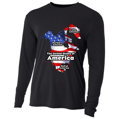 Donald Trump American Flag Canada Greenland Gulf Map Cooling Performance Long Sleeve Crew