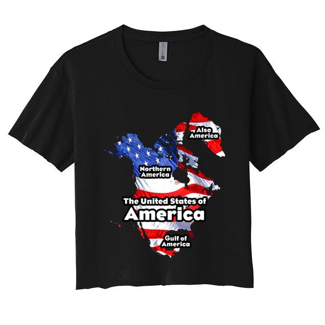 Donald Trump American Flag Canada Greenland Gulf Map Crop Top