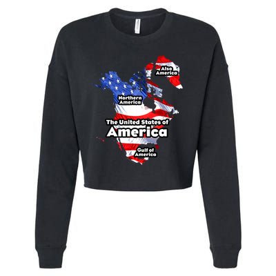 Donald Trump American Flag Canada Greenland Gulf Map Cropped Pullover Crew