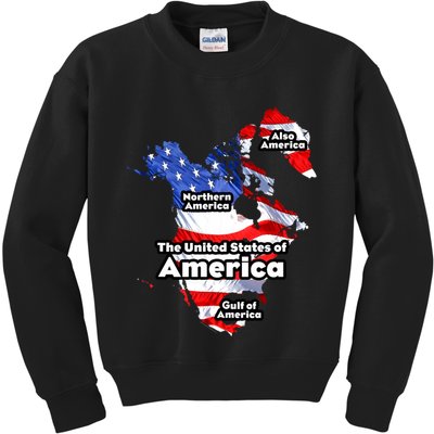 Donald Trump American Flag Canada Greenland Gulf Map Kids Sweatshirt