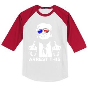 Donald Trump Arrest This Fingers 2024 Election Kids Colorblock Raglan Jersey