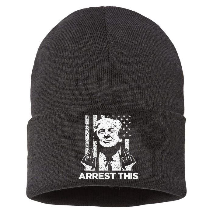 Donald Trump Arrest This Fingers 2024 Election Sustainable Knit Beanie