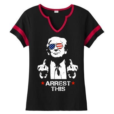 Donald Trump Arrest This Funny 2024 Election Ladies Halftime Notch Neck Tee