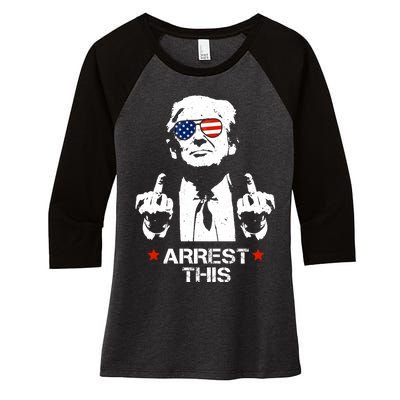 Donald Trump Arrest This Funny 2024 Election Women's Tri-Blend 3/4-Sleeve Raglan Shirt