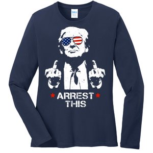 Donald Trump Arrest This Funny 2024 Election Ladies Long Sleeve Shirt