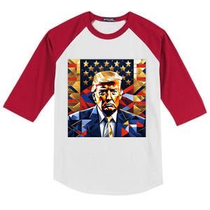 Donald Trump Art Cubist Kids Colorblock Raglan Jersey