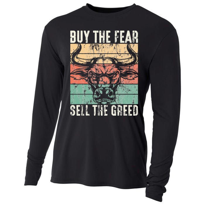 Day Trader Buy The Fear Sell The Greed Stock Market Cooling Performance Long Sleeve Crew