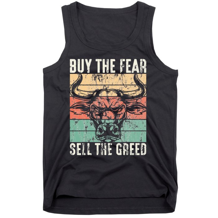 Day Trader Buy The Fear Sell The Greed Stock Market Tank Top