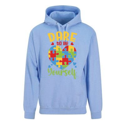 Dare To Be Yourself Autism Awareness Month Teacher Mom Gift Unisex Surf Hoodie