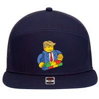 Donald Trump Building Wall Funny Toy 7 Panel Mesh Trucker Snapback Hat