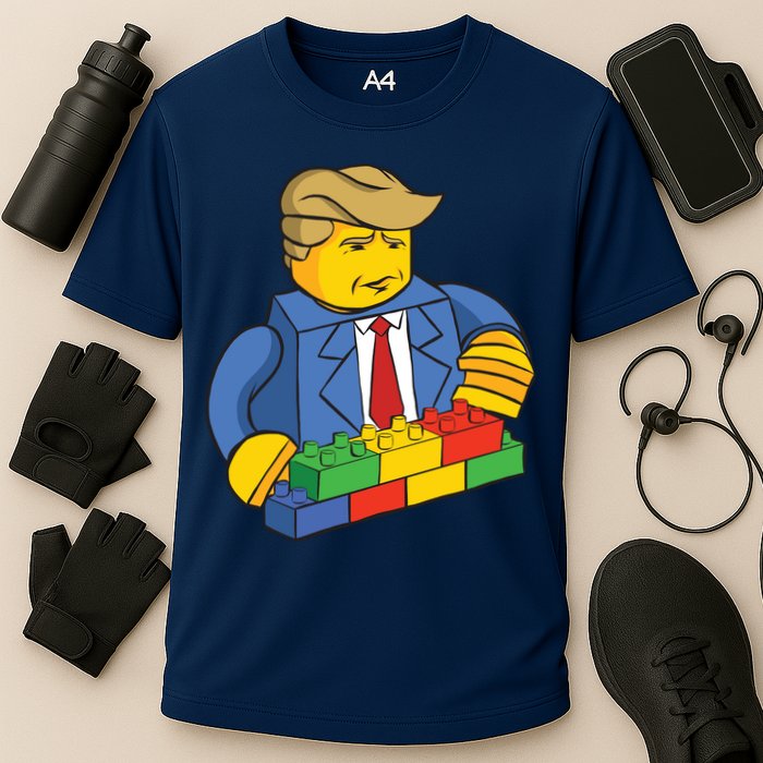 Donald Trump Building Wall Funny Toy Cooling Performance Crew T-Shirt