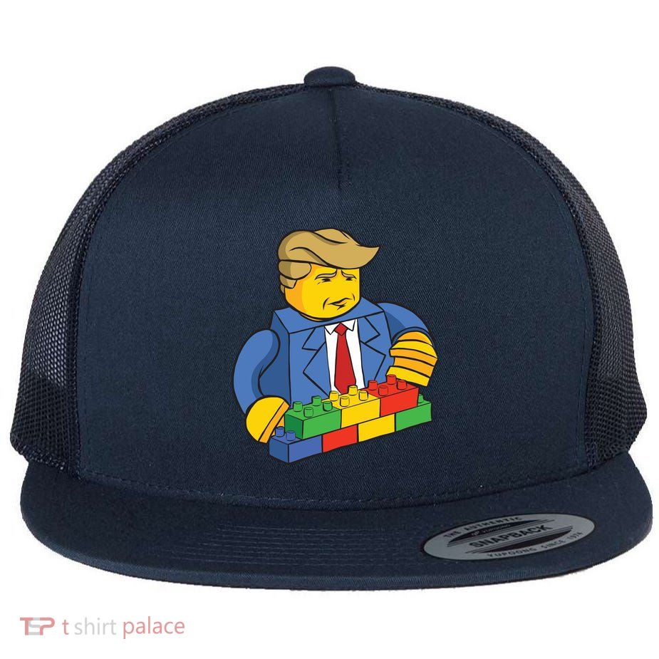 Donald Trump Building Wall Funny Toy Flat Bill Trucker Hat