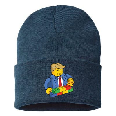 Donald Trump Building Wall Funny Toy Sustainable Knit Beanie