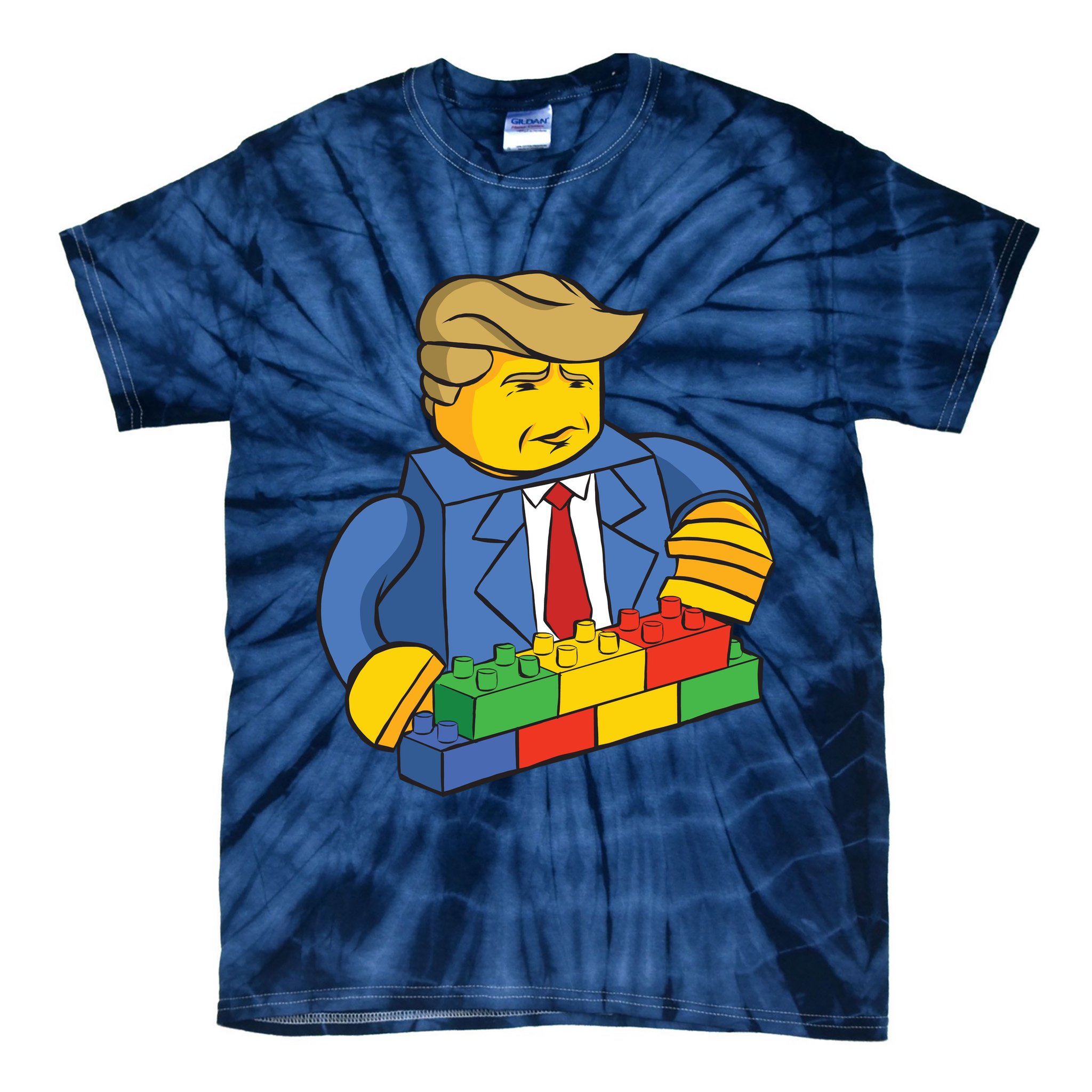 Donald Trump Building Wall Funny Toy Tie-Dye T-Shirt