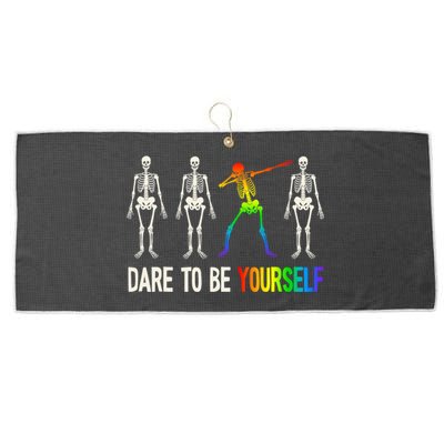 Dare To Be Yourself Gift Lgbt Pride Gift Lgbtq Gift Large Microfiber Waffle Golf Towel