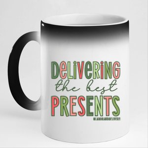 Delivering The Best Presents Labor And Delivery Christmas 11oz Black Color Changing Mug