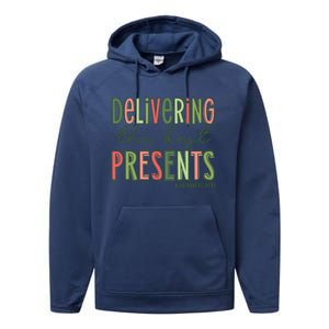 Delivering The Best Presents Labor And Delivery Christmas Performance Fleece Hoodie