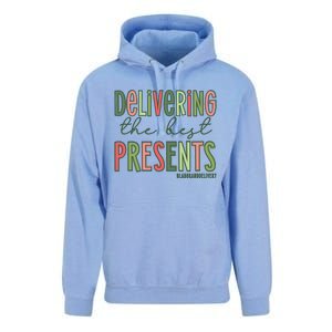 Delivering The Best Presents Labor And Delivery Christmas Unisex Surf Hoodie