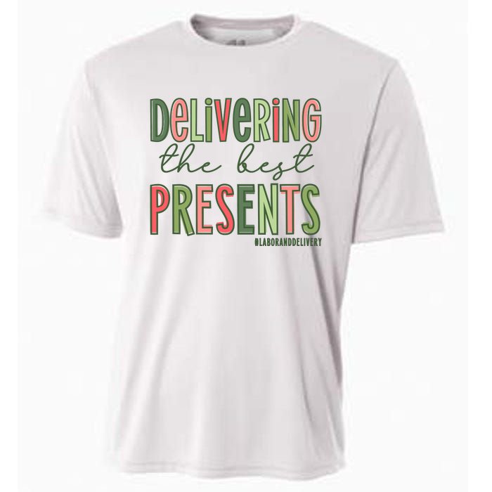 Delivering The Best Presents Labor And Delivery Christmas Cooling Performance Crew T-Shirt