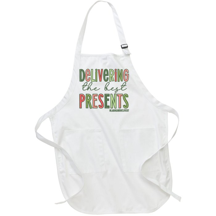 Delivering The Best Presents Labor And Delivery Christmas Full-Length Apron With Pockets