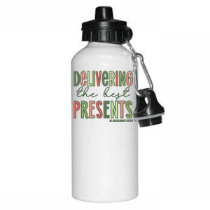 Delivering The Best Presents Labor And Delivery Christmas Aluminum Water Bottle