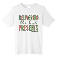 Delivering The Best Presents Labor And Delivery Christmas Tall Fusion ChromaSoft Performance T-Shirt