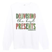 Delivering The Best Presents Labor And Delivery Christmas Premium Crewneck Sweatshirt