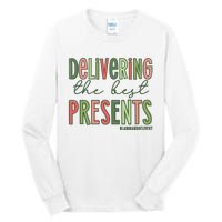 Delivering The Best Presents Labor And Delivery Christmas Tall Long Sleeve T-Shirt