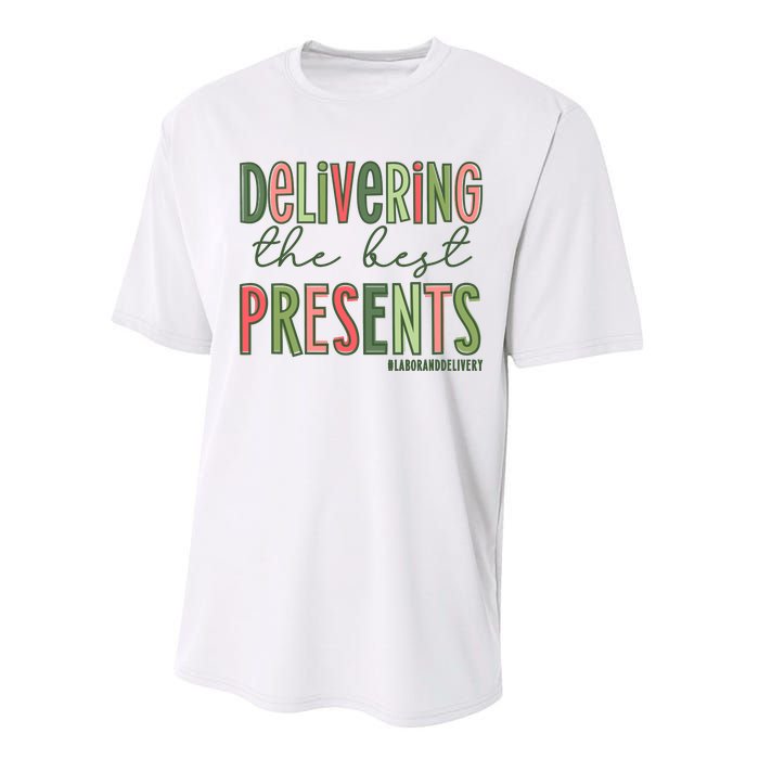 Delivering The Best Presents Labor And Delivery Christmas Performance Sprint T-Shirt