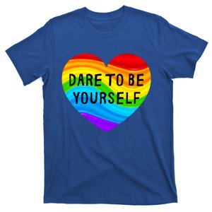 Dare To Be Yourself Rainbow Heart Lgbtq Pride Month Great Gift T-Shirt