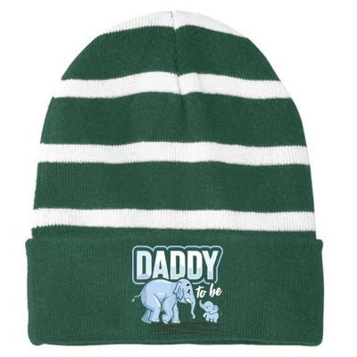 Daddy To Be Elephant Baby Shower Pregnancy Gift Soon To Be Striped Beanie with Solid Band