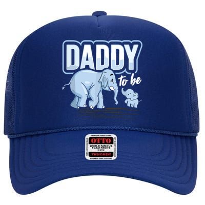 Daddy To Be Elephant Baby Shower Pregnancy Gift Soon To Be High Crown Mesh Back Trucker Hat