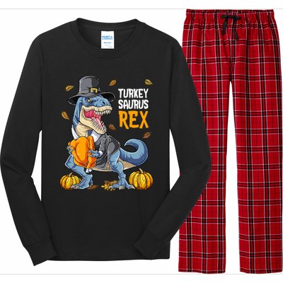 Dinosaur Thanksgiving Boys Turkey Saurus T Rex Pilgrim Long Sleeve Pajama Set