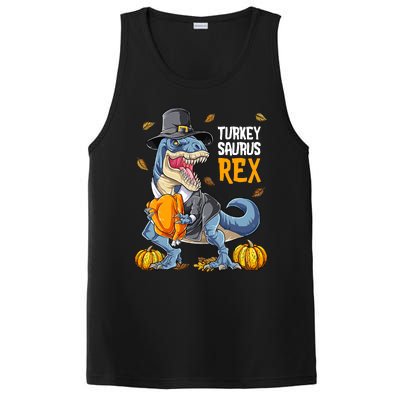 Dinosaur Thanksgiving Boys Turkey Saurus T Rex Pilgrim PosiCharge Competitor Tank