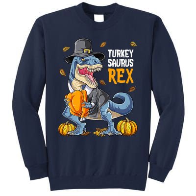 Dinosaur Thanksgiving Boys Turkey Saurus T Rex Pilgrim Tall Sweatshirt