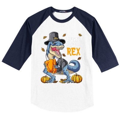 Dinosaur Thanksgiving Boys Turkey Saurus T Rex Pilgrim Baseball Sleeve Shirt