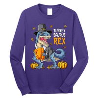 Dinosaur Thanksgiving Boys Turkey Saurus T Rex Pilgrim Long Sleeve Shirt