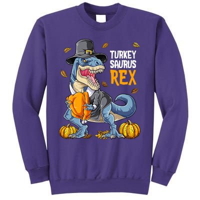 Dinosaur Thanksgiving Boys Turkey Saurus T Rex Pilgrim Sweatshirt