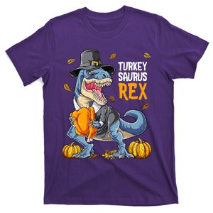 Dinosaur Thanksgiving Boys Turkey Saurus T Rex Pilgrim T-Shirt