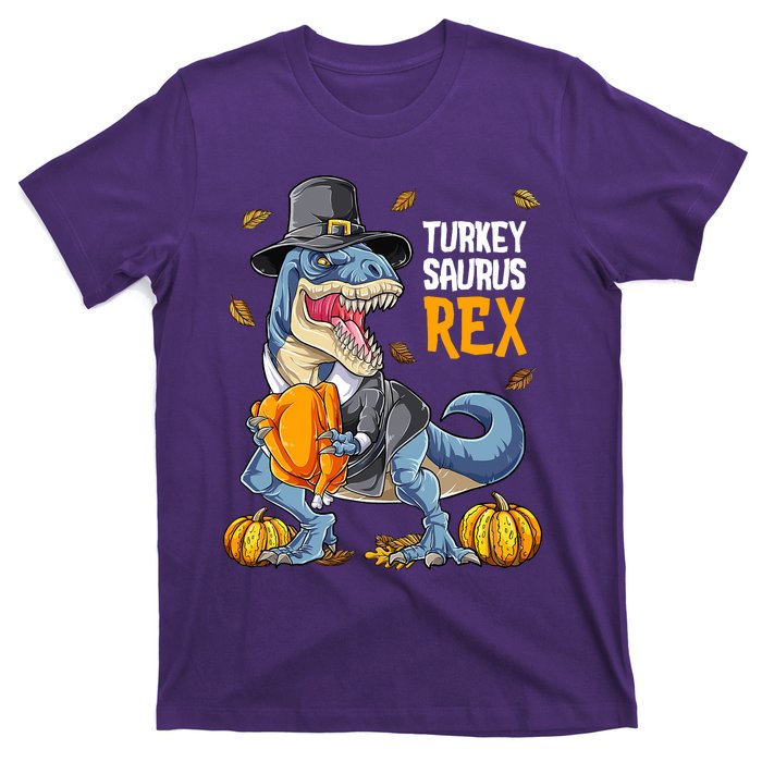 Dinosaur Thanksgiving Boys Turkey Saurus T Rex Pilgrim T-Shirt