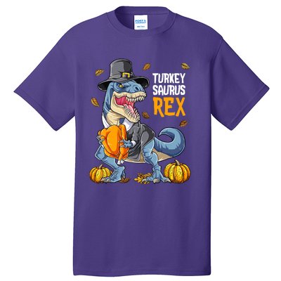 Dinosaur Thanksgiving Boys Turkey Saurus T Rex Pilgrim Tall T-Shirt