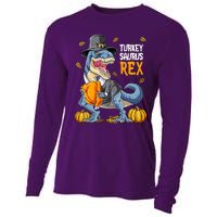 Dinosaur Thanksgiving Boys Turkey Saurus T Rex Pilgrim Cooling Performance Long Sleeve Crew