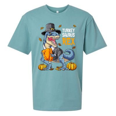 Dinosaur Thanksgiving Boys Turkey Saurus T Rex Pilgrim Sueded Cloud Jersey T-Shirt